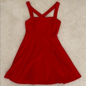 Red skater fit and flare dress